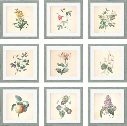12x12 Picture Frame Set of 9, Display Pictures 8x8 with Mat or 12x12 without Mat, Multi Collage Gallery Square Photo Frames for Wall or Tabletop, Black