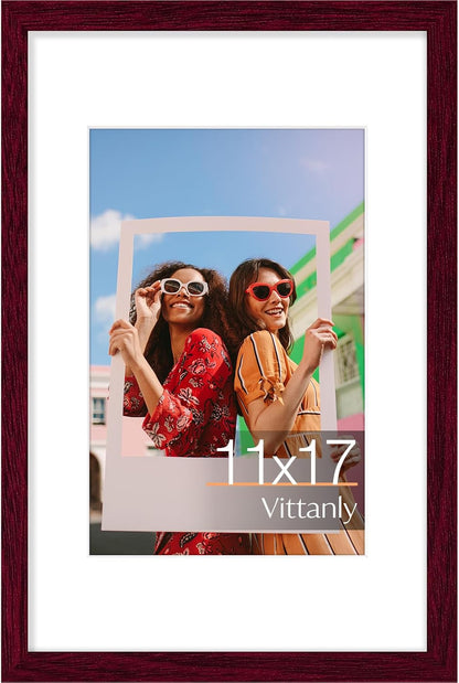 Vittanly 11x14 Picture Frame, Display Pictures 8x10 with Mat or 11x14 without Mat, Photo Frame for Wall Mounting, Black, 1 Pack - Colors B