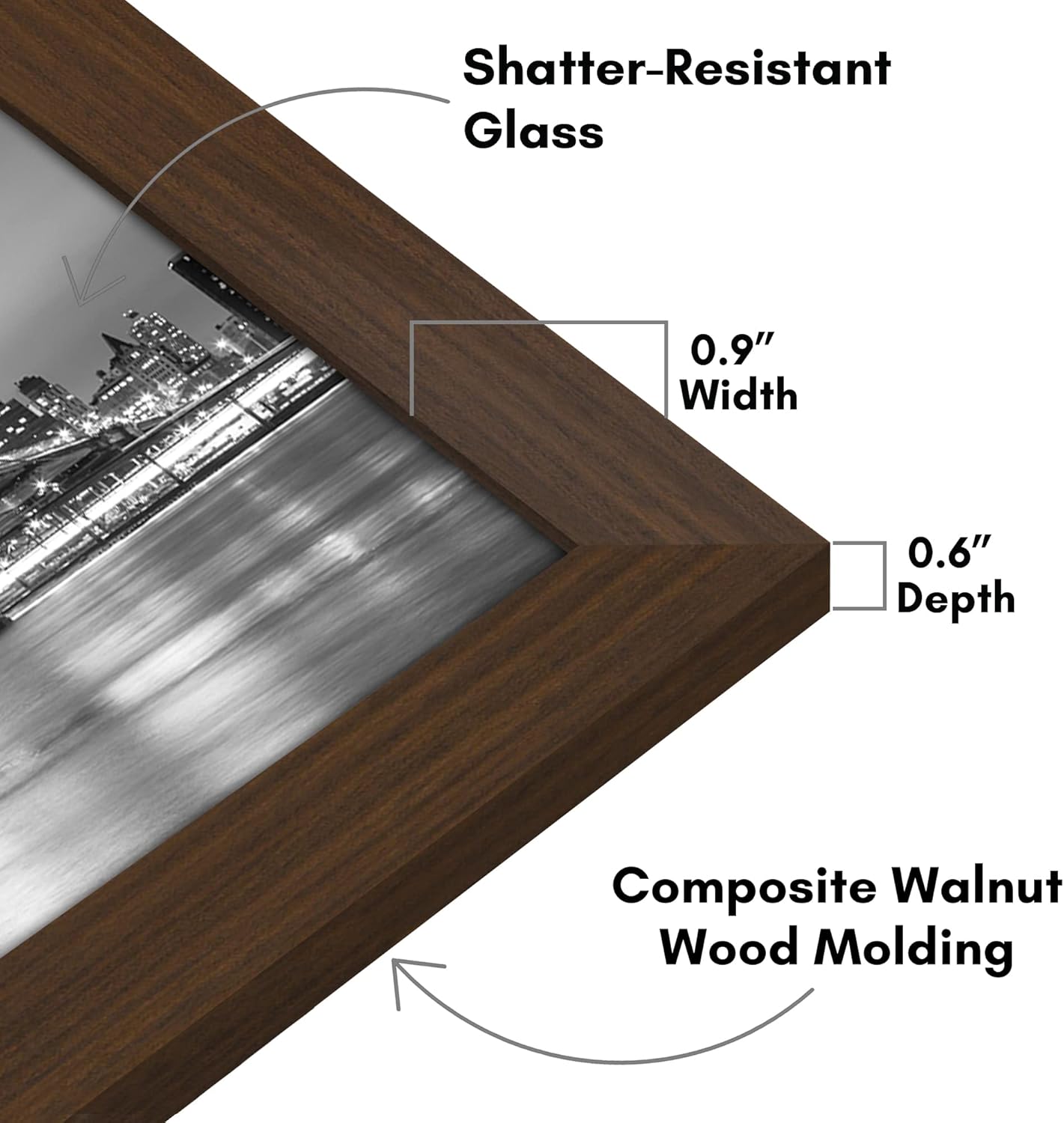 Americanflat 12x18 Poster Frame with Shatter-Resistant Glass - Signature Collection - Gallery-Style Frames Made of Engineered Wood - Photo Frame for Wall Display - Black - Colors A