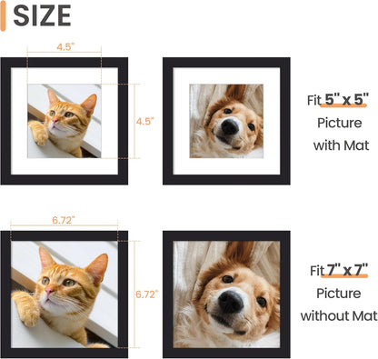 upsimples 8x10 Picture Frame, Display Pictures 5x7 with Mat or 8x10 Without Mat, Wall Hanging Photo Frame, Black, 1 Pack - Colors A