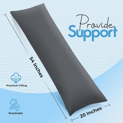 Utopia Bedding Full Body Pillow for Adults (White, 20 x 54 Inch), Long Pillow Insert for Sleeping, Ideal for Side Sleepers