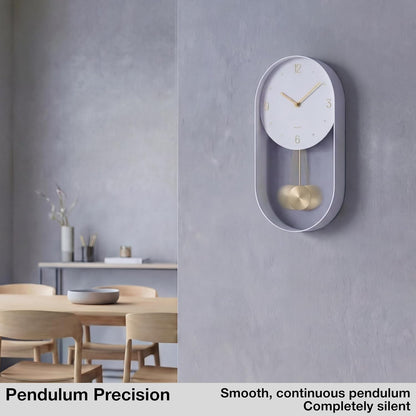 Driini Modern Pendulum Wall Clock - Black and Gold Decorative Wall Clock with Pendulum - Modern Minimalist Metal Wall Clock for Living Room Décor - Silent Battery Operated Wall Clock