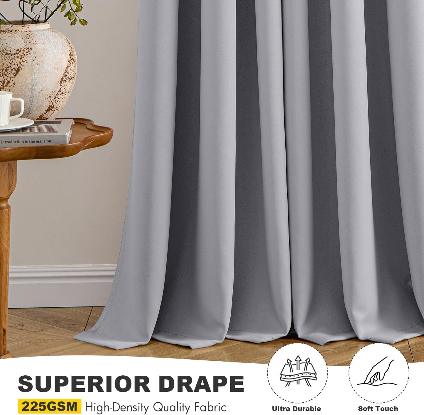 MIULEE Blackout Curtains for Bedroom Living Room 2 Panels, Thermal Insulated Room Darkening Drapes Grommet Noise Reducing Light Blocking Window Treatments 63 Inches Long 40x63 Inch Black - Colors B