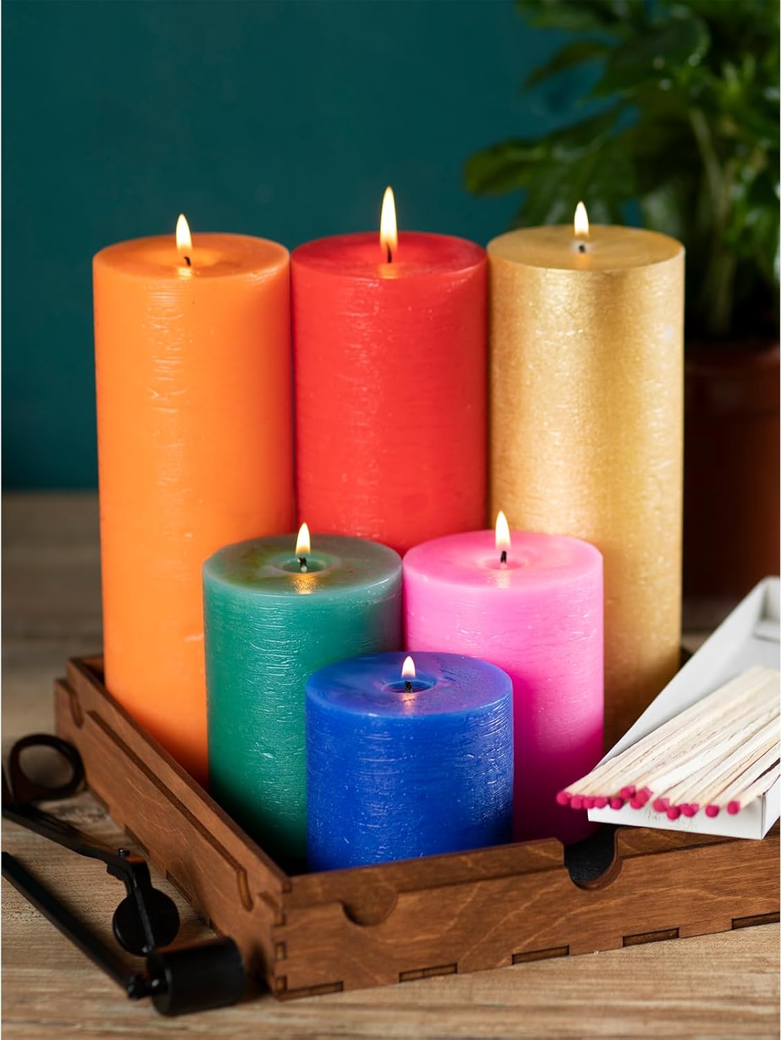CANDWAX 3x4 inch Pillar Candles Set of 3 – Unscented Dripless Rustic Dark Blue Candles for Room Decor, Weddings, Centerpieces