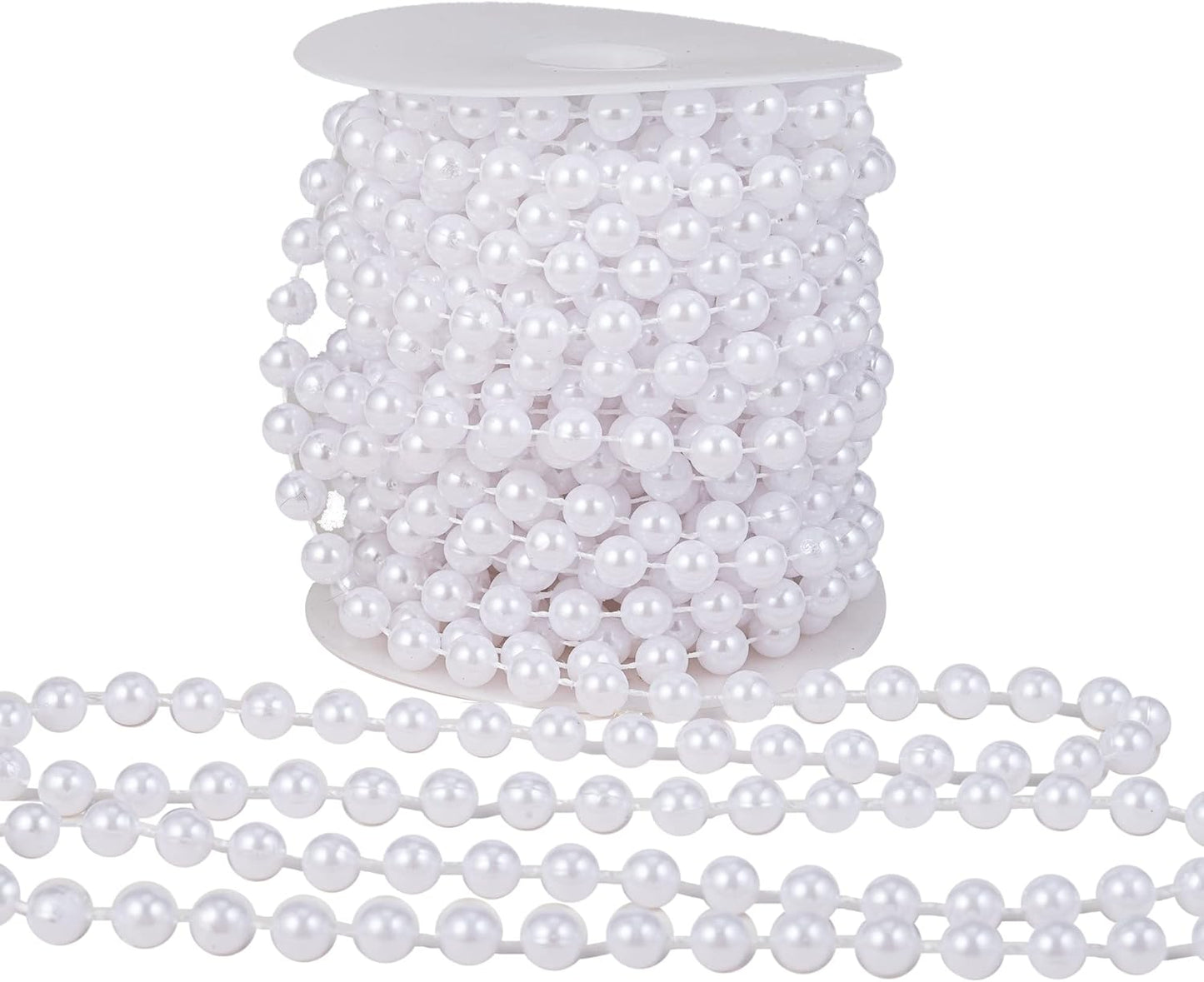 3mm Millet Beads Crafts Faux Pearl Beads Garland Pearl Bead Roll Strand of Pearls to Decorate Floral Centerpieces Wedding Party Favor Christmas Tree(33 Feet Ivory)
