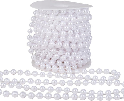 3mm Millet Beads Crafts Faux Pearl Beads Garland Pearl Bead Roll Strand of Pearls to Decorate Floral Centerpieces Wedding Party Favor Christmas Tree(33 Feet Ivory)