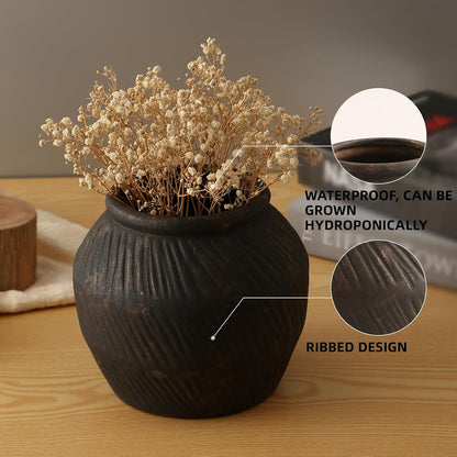Rustic Vases for Home Decor. Ceramic Vase for Dining Table Decor. Terracotta Decorative Vase 6.1IN. ZSHLXM