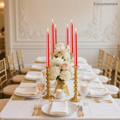 Everymoment Ivory Taper Candles - 4 Pack 10 Inch Candlesticks - Dripless & Smokeless Tapered Candle 8 Hours Unscented Cream Candle Sticks - Perfect for Wedding Holiday Dinner Party Home Decor