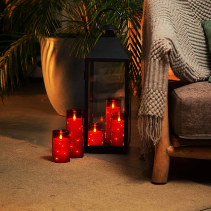 Homemory Flameless Candles with Embedded Star String Fairy Lights, Battery Operated Candles, LED Candle, Fake Candles with Remote Control and Timer for Halloween, Gray Acrylic, Set of 5(H4"5"6"8"8")