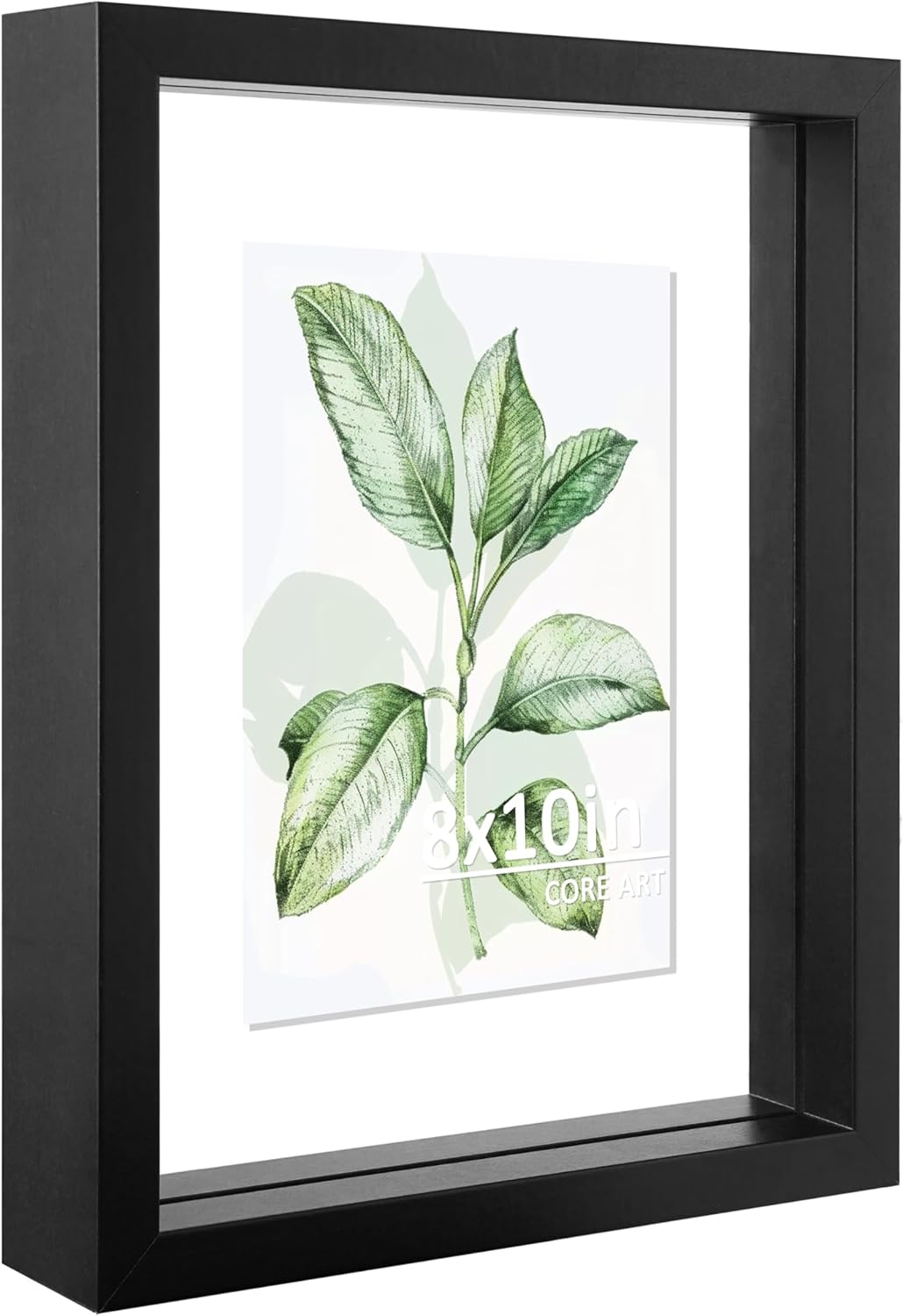 CORE ART 8x10 Floating Picture Frame,Double Plexglass Floating Frame for 5x7,4x6 Pictures,Wall or Tabletop Display,Black