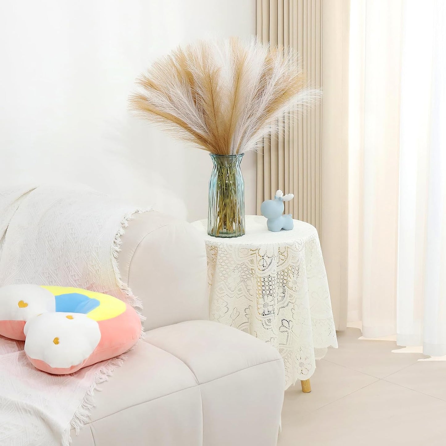 Pampas Grass Decor 30 Pcs 21.7 Inch Faux Brown Pampas Grass Bulk Artificial Dried Flowers Small Vase Filler Pompas Grass.