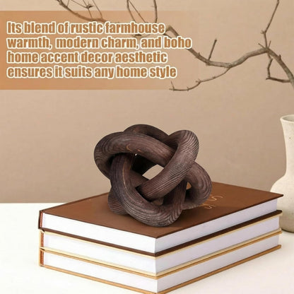 Yalikop 3 Link Wood Knot Decor Rustic Home Décor Accents Hand Carved Coffee Table Decoration, Boho Chain Link Decoration, Modern Shelf, Rustic Objects for Home Living Room Bedroom(White)
