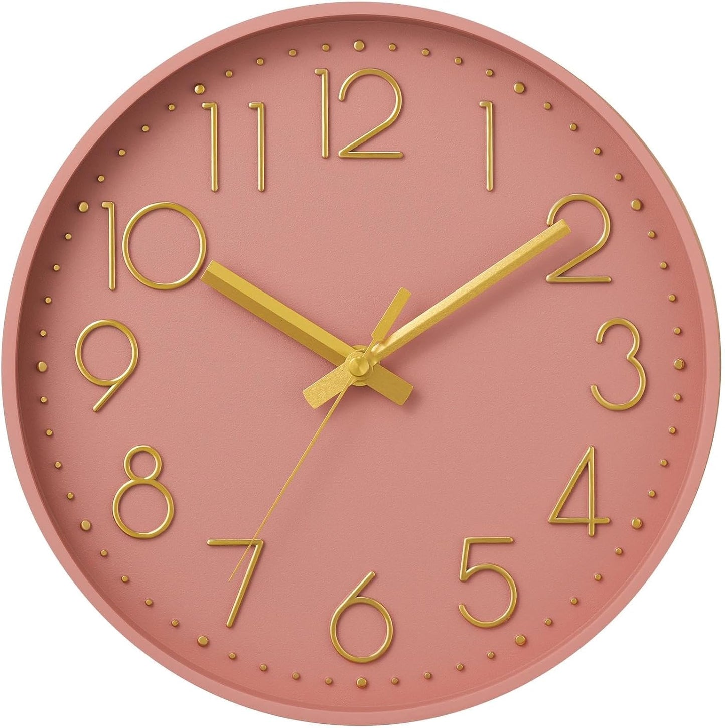 DAXSMY Wall Clock - 8 Inch Silent Non-Ticking Modern 3D Wall Clocks Battery Operated - Decorative Clock for Kitchen, Home Office, Bathroom, Bedroom(Rose Gold)