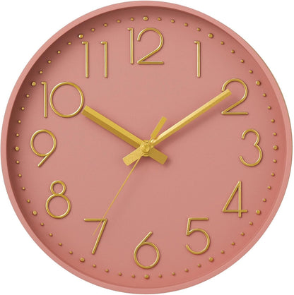 DAXSMY Wall Clock - 8 Inch Silent Non-Ticking Modern 3D Wall Clocks Battery Operated - Decorative Clock for Kitchen, Home Office, Bathroom, Bedroom(Rose Gold)