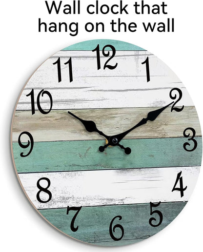 CHYLIN Wall Clock, Silent Non Ticking Battery Operated, Rustic Coastal Country Clock Decorative for Bathroom Kitchen Bedroom 8