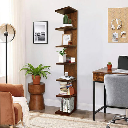 LitaEther Versatile 7 Tier Wall Shelf Unit,White Lack Wall Shelf,Display Floating Shelf with LED Remote Control Light