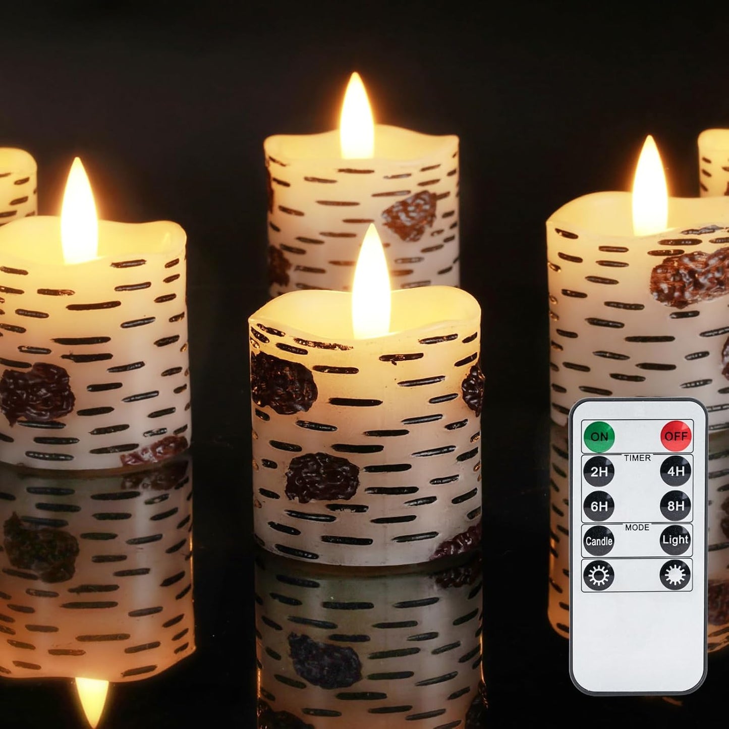 Homemory Flameless Votive Candles with Timer, 2" x 2" Real Wax, 400+Hour Realistic Black Wick Battery Operated Candles, Set of 6 for Wedding, Party and Holiday Decoration (Battery Included)