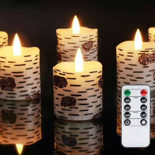 Homemory Flameless Votive Candles with Timer, 2" x 2" Real Wax, 400+Hour Realistic Black Wick Battery Operated Candles, Set of 6 for Wedding, Party and Holiday Decoration (Battery Included)