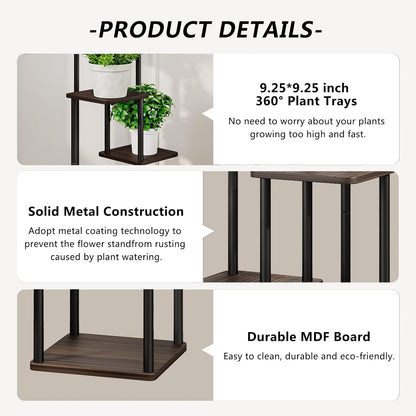 AZERPIAN Plant Stand 5 Tier Indoor Metal Flower Shelf for Multiple Plants Corner Tall Flower Holders for Patio Garden Living Room Balcony Bedroom, Black (5 Tier-Black)