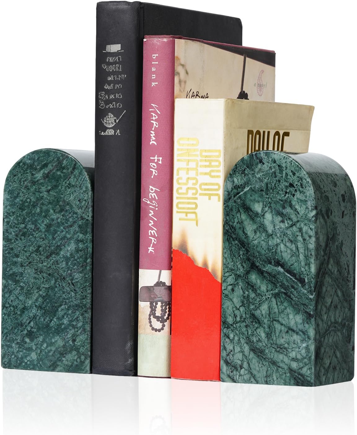 Koville African Natural Marble Bookends for Shelves, Non-Slip Book Ends, 13LBS Ultra Heavy Duty Marble Book Holder Organizer, Apartment Decor for Movies/CD/Video Games(Namib Fantasy)