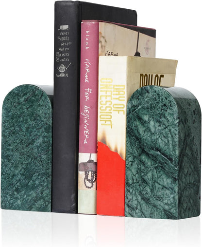 Koville African Natural Marble Bookends for Shelves, Non-Slip Book Ends, 13LBS Ultra Heavy Duty Marble Book Holder Organizer, Apartment Decor for Movies/CD/Video Games(Namib Fantasy)