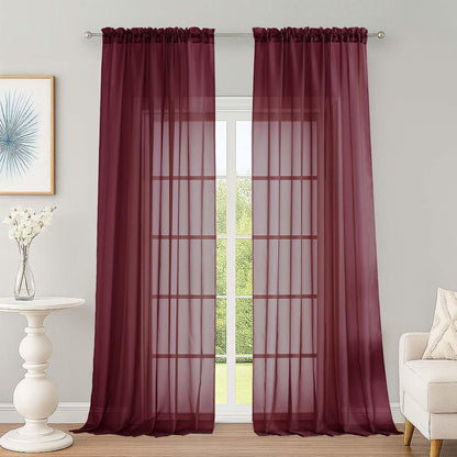 OWENIE Sheer Curtains 84 inches Long 2 Panels Set for Living Room/Bedroom, Rod Pocket Voile Sheer Panel Drapes, White, 2pcs, Each 42" W x 84" L - Colors A