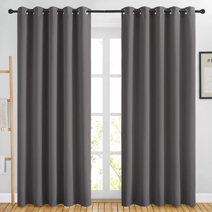 NICETOWN Halloween Pitch Black Solid Thermal Insulated Grommet Blackout Curtains/Drapes for Bedroom Window (2 Panels, 42 inches Wide by 63 inches Long, Black) - Colors E