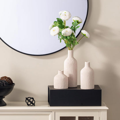Ceramic Vase Home Table Decor - Flower Vase Set of 3 Living Room Kitchen Decorations Farmhouse Modern Rustic Vases Decorative Centerpiece for Shelf Bedroom Office Bathroom Dining Coffee Desk