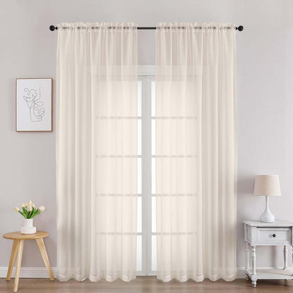 Chyhomenyc Sheer White Valances for Windows 2 Pack, Small Window Curtains for Living Room Bathroom Cafe Laundry Basement, Modern Top Dual Rod Pocket Voile Curtain, 42W x 14L inches, White - Colors A