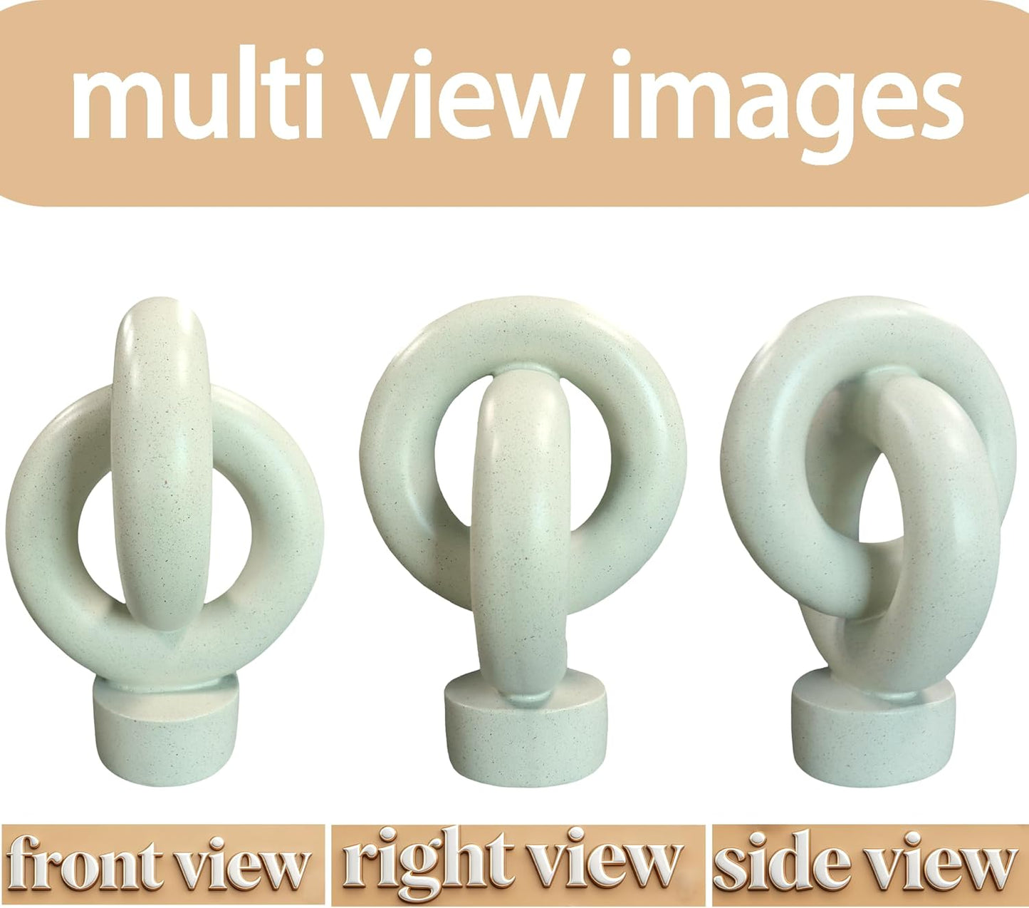 10" Modern Abstract Ribbon Decorative Sculpture, Knot Sculptures,Home Decor,Coffee Table Statues,Dining Living Room Desk Decor（White）
