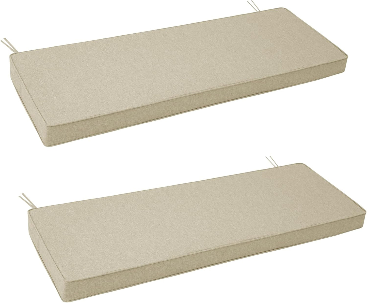 Outdoor Bench Cushion, Water-Resistant & Fade-Resistant, Porch Swing Cushions with Ties, Patio Furniture Seat Pads for Garden Loveseat Settee, Removable Cover Non-Slip Bottom, 48 x 16 Inch, Natural