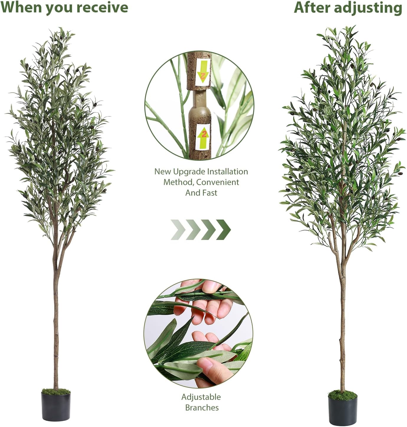 Alupssuc Olive Trees Artificial Indoor, 6FT Tall Faux Olive Tree with White Planter, Artificial Plants with Lifelike Fruits and Realistic Leaves for Modern Home Office Living Room Decor
