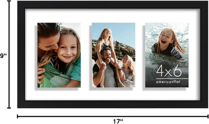 Americanflat 4x6 Collage Picture Frame with Shatter-Resistant Glass - Fits Five 4x6 Photos or Use as One 11x14 Picture Frame - Signature Collection - Collage Frames for Wall Display - Black