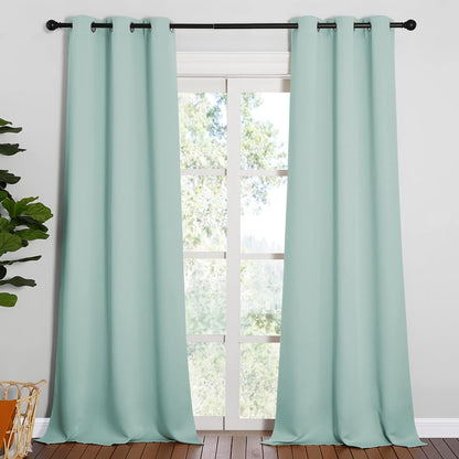 NICETOWN Halloween Pitch Black Solid Thermal Insulated Grommet Blackout Curtains/Drapes for Bedroom Window (2 Panels, 42 inches Wide by 63 inches Long, Black) - Colors A