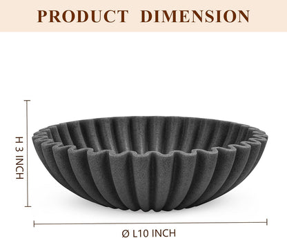 YMXYJM Large Decorative Bowl, Modern Handicraft Bowls for Home Decor, Fruit Bowl for Kitchen Counter, Ruffle Decor, Stylish Key Bowl for Entry Table, Artificial Stone Beige