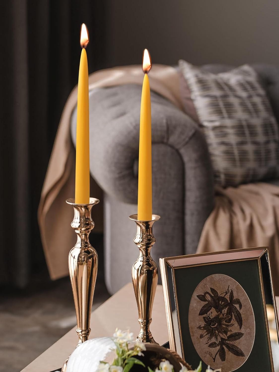 10inch Beeswax Taper Candles 12 Pack Natural Pure Beeswax Candlesticks Smokeless 10 Hour Long Burning Time Tapered Beeswax Candle Sticks Bees Wax Candle for Home Prayer