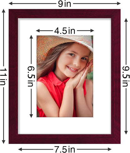 Vittanly 8x10 Picture Frames Set of 9, Shatter Resistant Plexiglass, Display 5x7 Pictures with Mat or 8x10 without Mat, Photo Frames for Wall or Tabletop, Engineered Wood, Black - Colors B