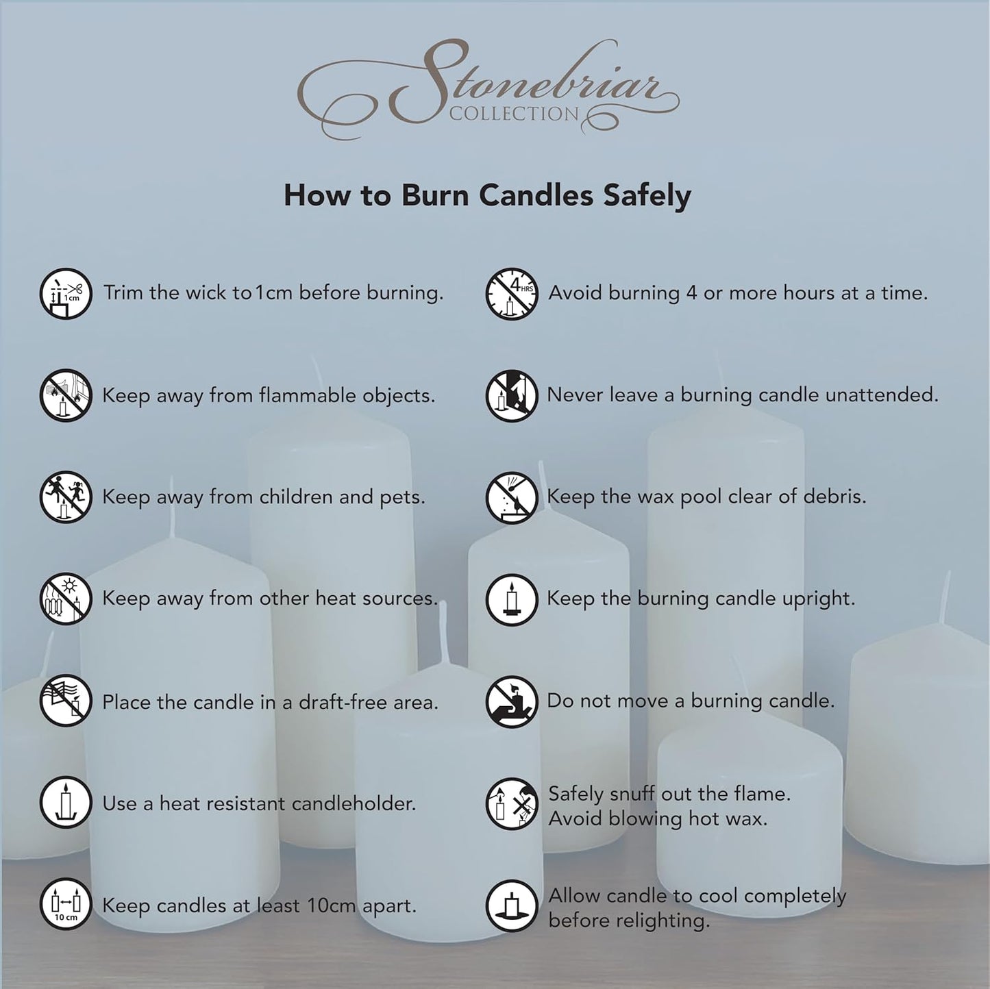 Stonebriar Unscented Pillar Candles – 35 Hour Burn Time, Long-Lasting Wax Candles for Weddings, Holidays, Home Décor & Special Events, Pack of 6, Ivory, 3" x 4"
