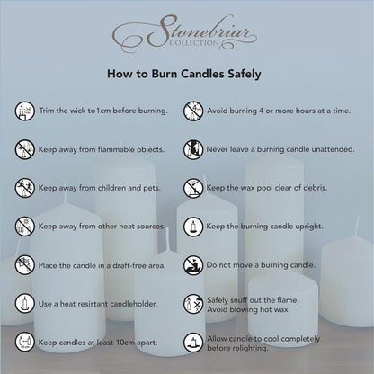 Stonebriar Unscented Pillar Candles – 35 Hour Burn Time, Long-Lasting Wax Candles for Weddings, Holidays, Home Décor & Special Events, Pack of 6, Ivory, 3" x 4"