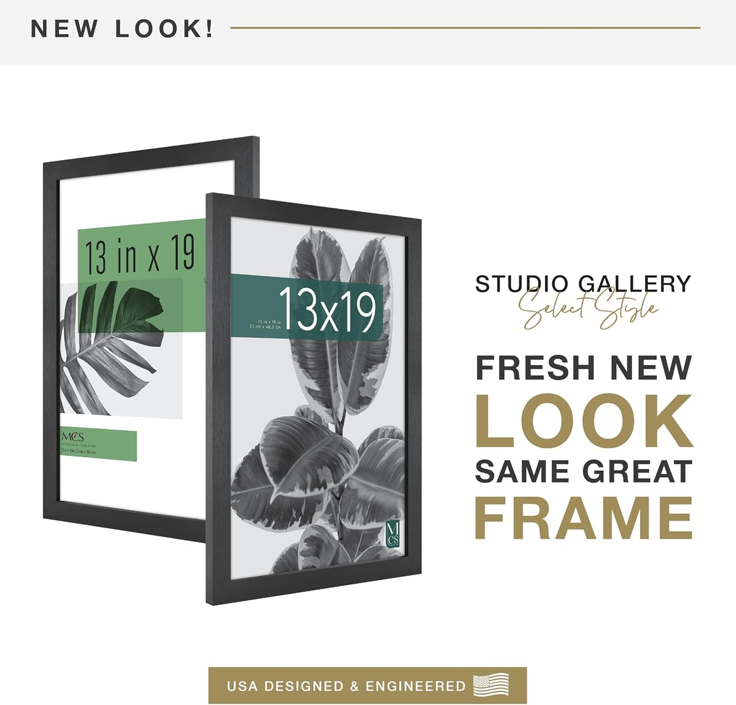 MCS Studio Gallery 16x24 Poster Frame Black Woodgrain Engineered Wood, Vertical & Horizontal Wall Hanging Large Picture Frame for Photos, Posters & Art Prints (1-Pack)