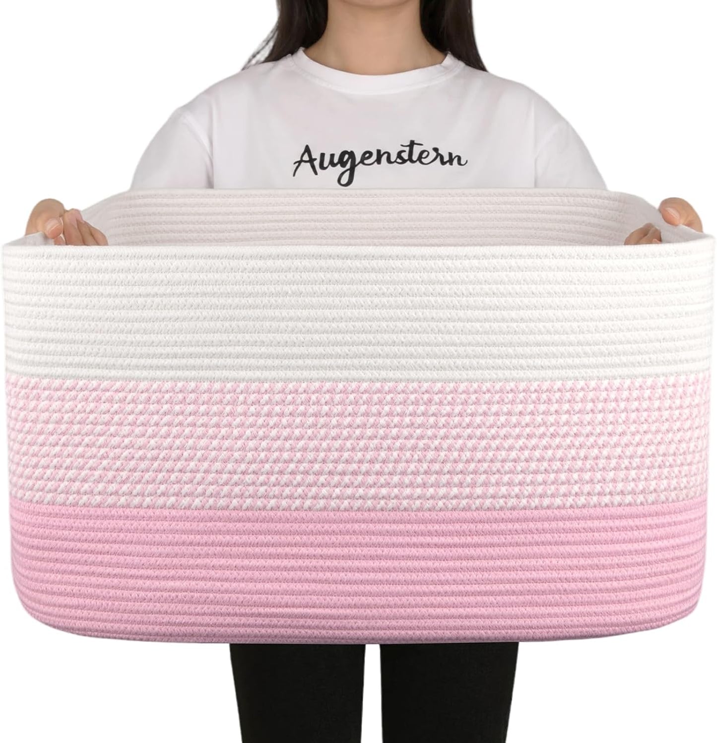 OIAHOMY Large Blanket Basket, 22”x17”x12” Rectangle Woven Baskets, Nursery Blanket Storage Living Room, Toy Storage With Handle, Large Baskets for Organizing-Gradient Yellow