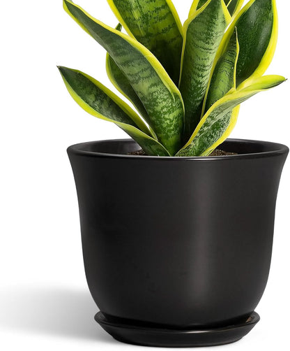 Ceramic Plant Pots - 12 Inch Pots for Plants Indoor Outdoor, Large Round Planter with Drainage Hole and Saucer, Modern Decorative Flower Pot, Home Garden Decor, House Warming Gifts, Blue