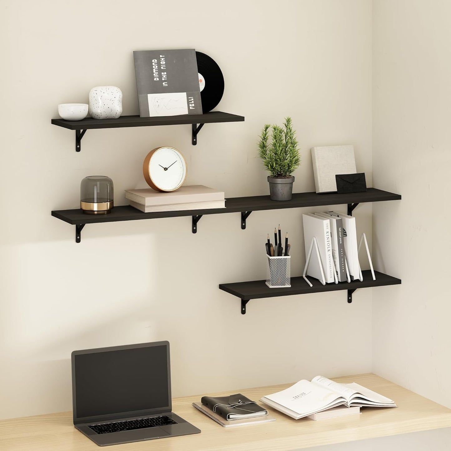 Furinno Rossi 5-Tier Wall Mount Floating Radial Corner Shelf, White