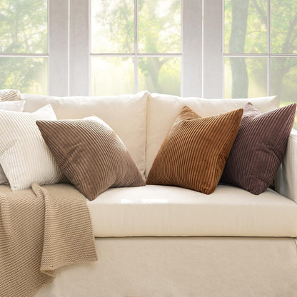 MIULEE Boho Farmhouse Sage Green Throw Pillow Covers 18x18 Inch Set of 4 Mordern Nordic Cushion Covers Soft Corduroy Spring Home Decor for Couch Bed Sofa Living Room Forest Green
