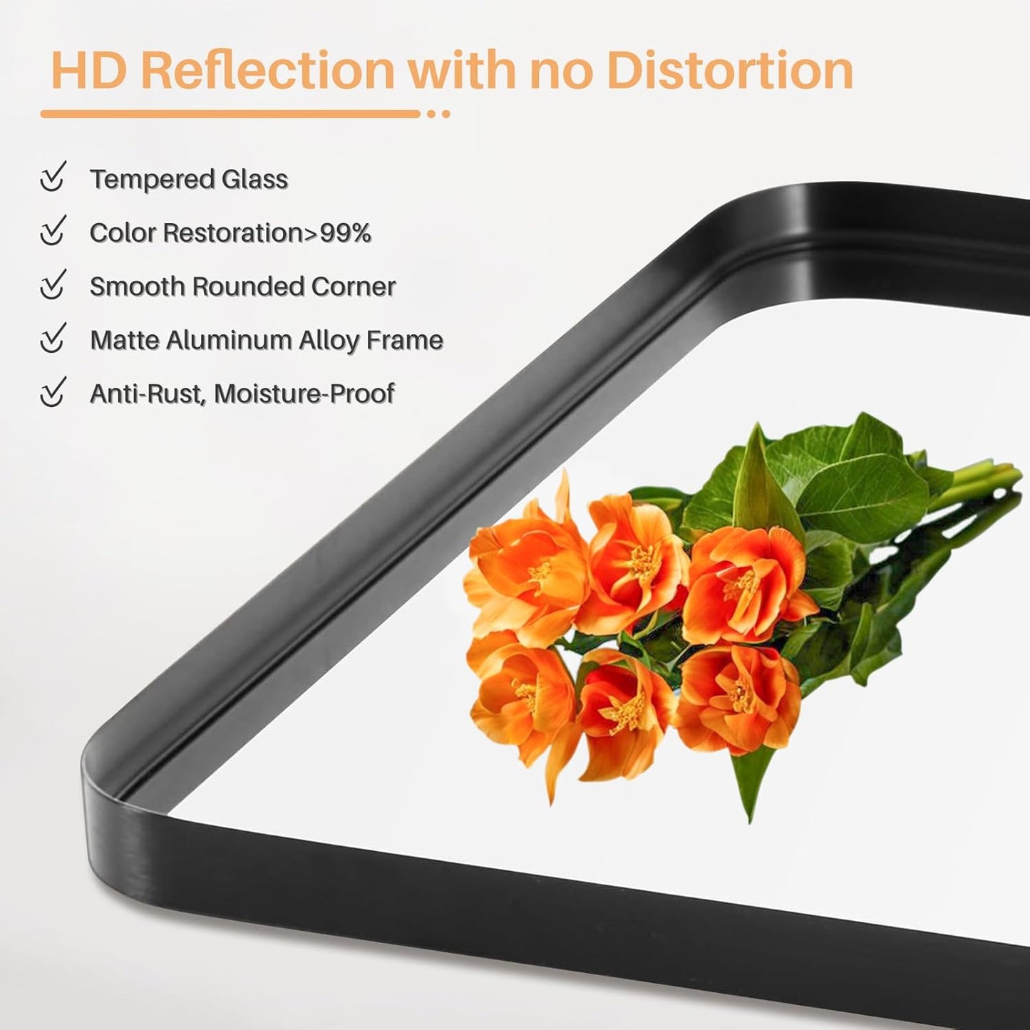 Bathroom Mirror for Wall, 24 Inch Round Mirror, Matte Black Metal Framed Circle Vanity Mirror for Bathroom Bedroom Living Room Entryway, Anti-Rust, Tempered Glass, Hanging or Leaning