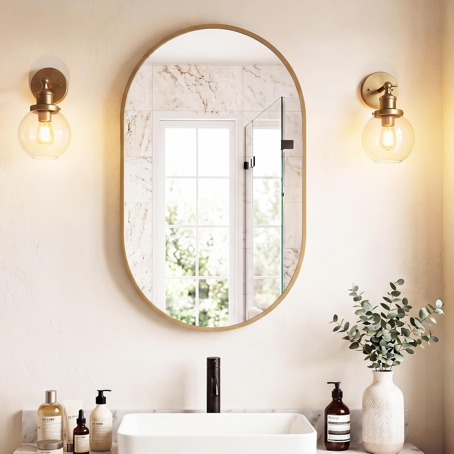 Sweetcrispy 20"x30" Arched Gold Bathroom Mirrors for Wall, Bathroom Mirrors for Over Sink, Metal Framed with HD Shatter-Proof Glass for Entryway, Living Room, Bedroom