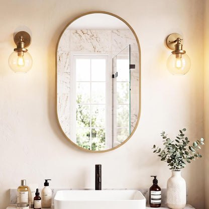 Sweetcrispy 20"x30" Arched Gold Bathroom Mirrors for Wall, Bathroom Mirrors for Over Sink, Metal Framed with HD Shatter-Proof Glass for Entryway, Living Room, Bedroom