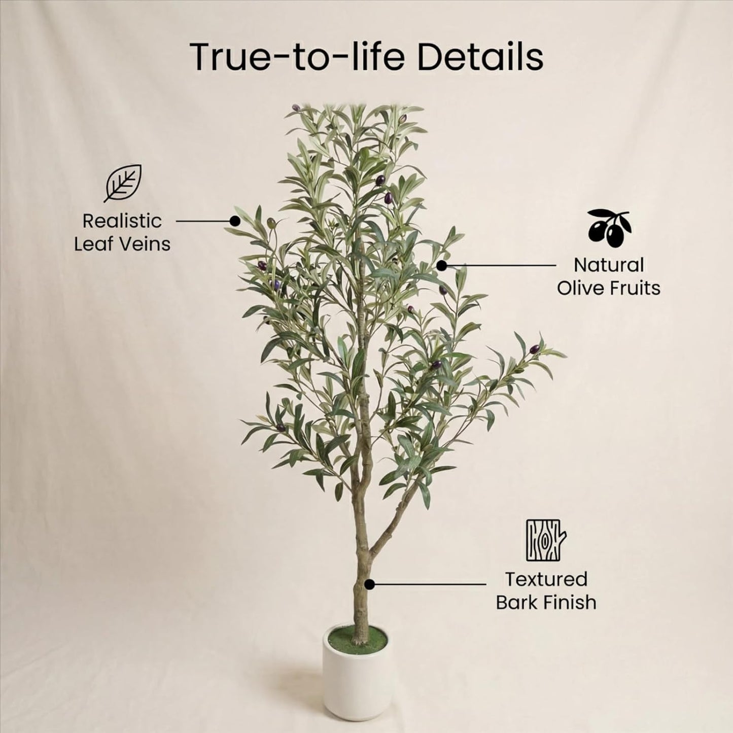 Faux Olive Tree, 5FT Artificial Olive Trees with Lifelike Olive Branches and Fruits, Fake Floor Plants with Pot for Indoor Home Office Living Room Outdoor Decor