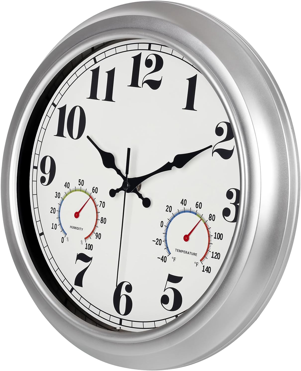 JENLYSTIME 12 Inch Indoor/Outdoor Retro Waterproof Wall Clock with Thermometer Silent Round Quartz Battery Operated Easy to Read Decorative for Kitchen Patio,Bathroom,Deck,Porch,Pool(Blue)