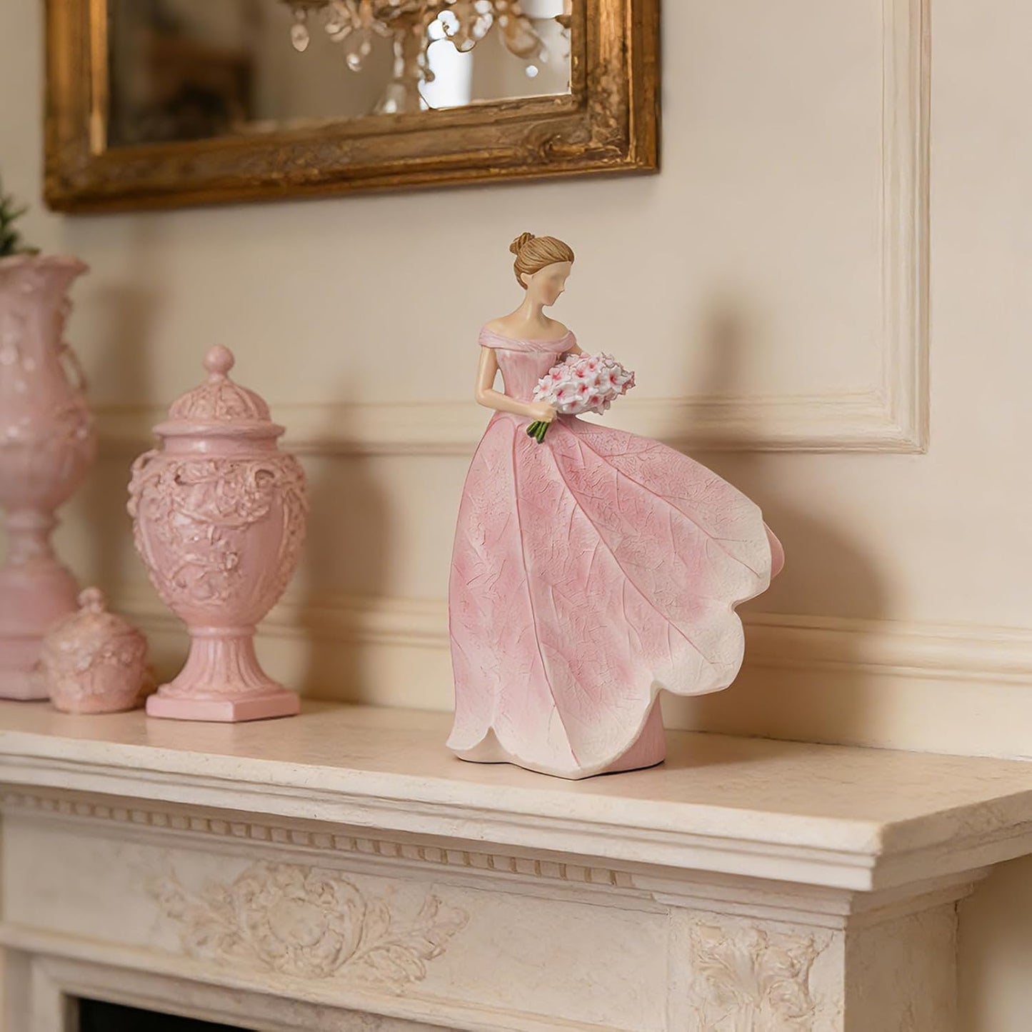 Guichifun Fairy Statue Collection Home Decoration - Leaf Angel Girls Resin Modern Table Decor for Living Room Office Sculpture Decor for Women Indoor Rustic Figurines Gift 5 x 3 x 7.5 Inch